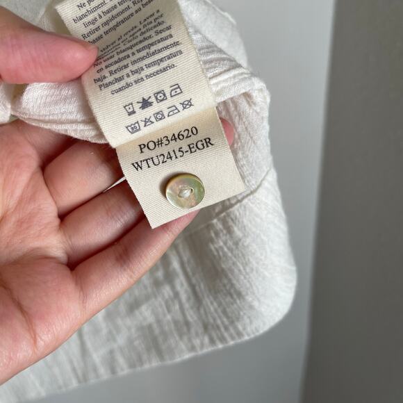 Faherty Ellsworth Pintuck Fringe Edge Top Cream White (XS) - Picture 9 of 9